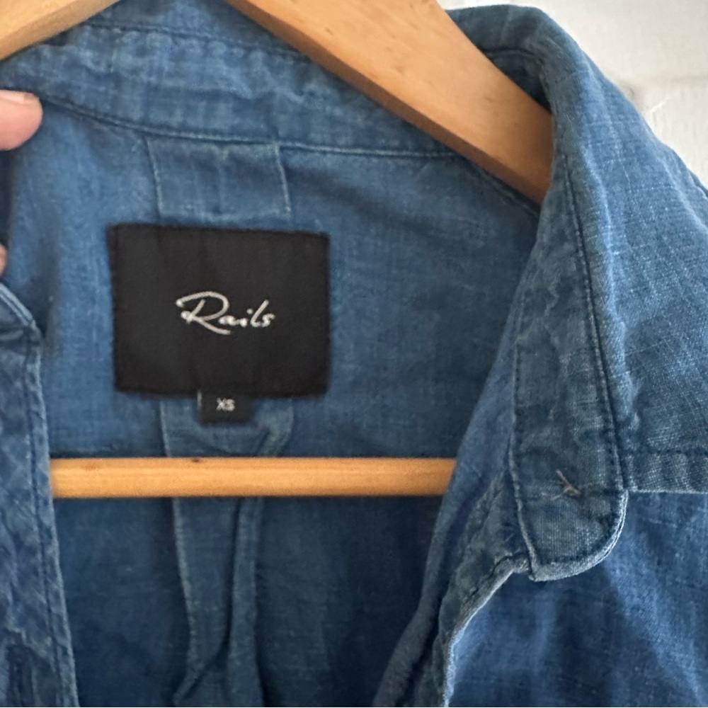 Rails Chambray Blue Button Down Open Shoulder Rib… - image 8